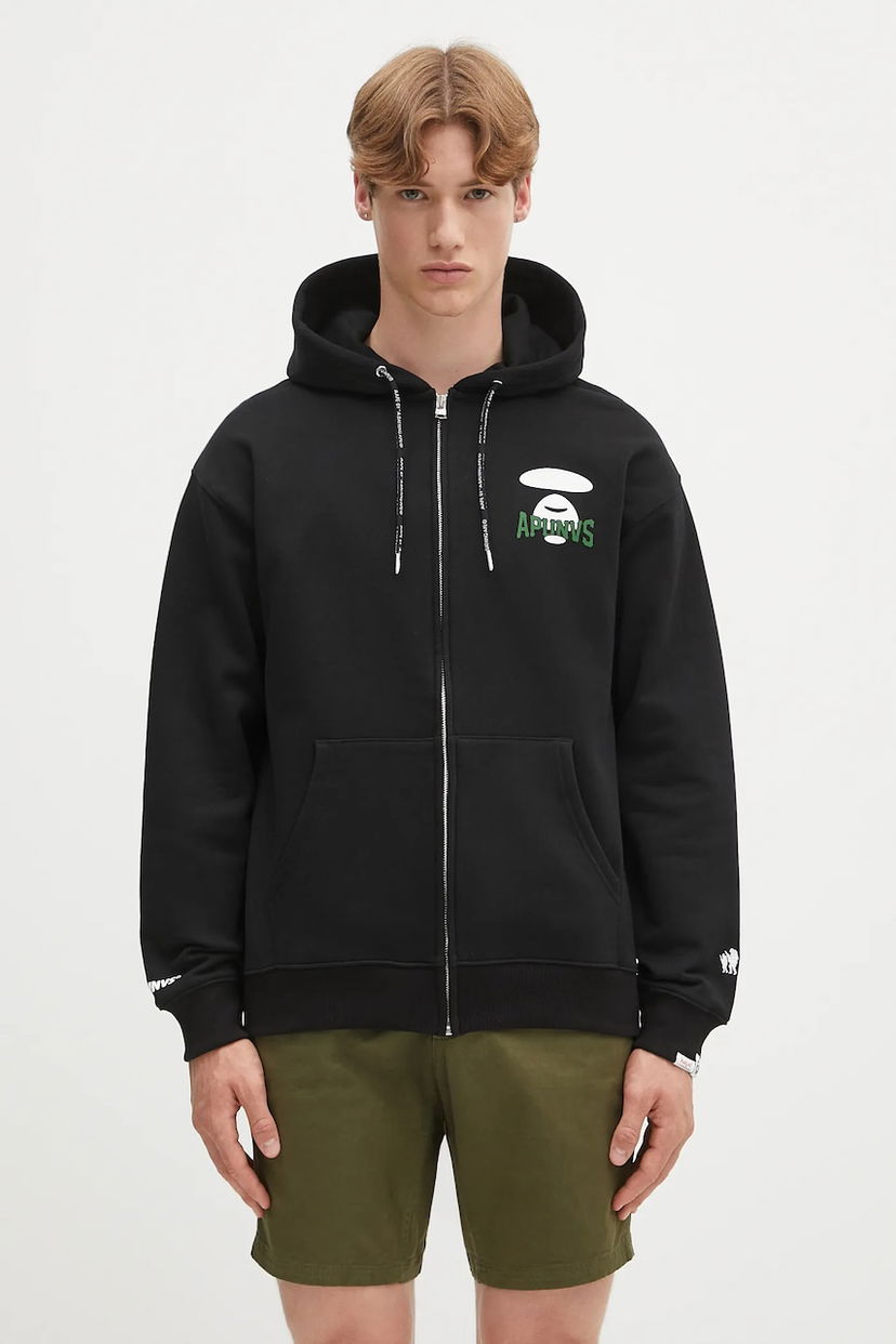 Dukserice AAPE by A Bathing Ape AAPE By A Bathing Ape Basic Zip Up Hoodie Crna | AAPSWMB343XXN