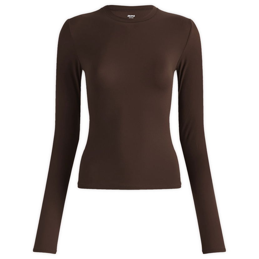 Majica kratkih rukava SKIMS Fits Everybody Long Sleeve T-Shirt, Size Large Smeđa | AP-TSH-0650-COCOA