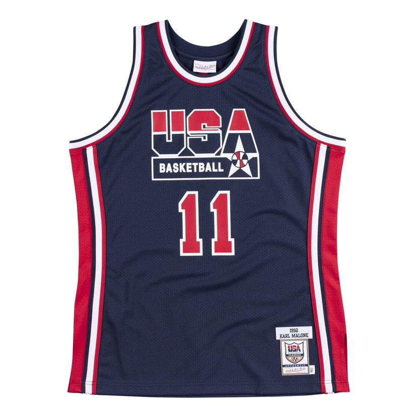 Dres Mitchell & Ness Authentic Team USA 1992 Karl Malone Jersey Tamnoplava | AJY4GS18416-USANAVY92KMA