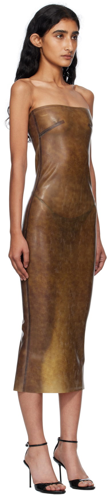 Haljina Miaou Miaou Lila Latex Midi Dress Smeđa | 5025LTXLEO, 1