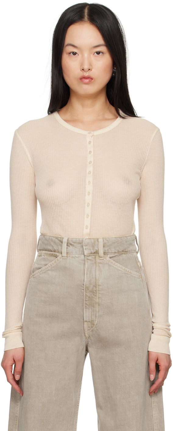 Džemper LEMAIRE Women's Seamless Button Cardigan Bež | TO1157 LK1017