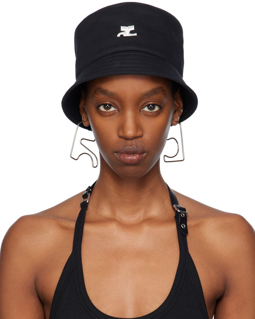 Kapa Courrèges Signature Bucket Hat Crna | 124ACP005CO0024