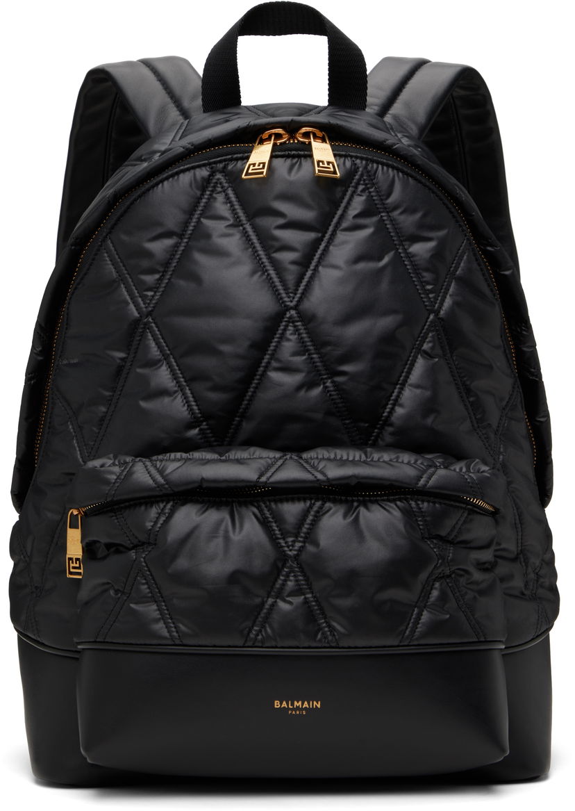 Ruksak Balmain Balmain Quilted Diamond Backpack Crna | EM1GE150TTNY