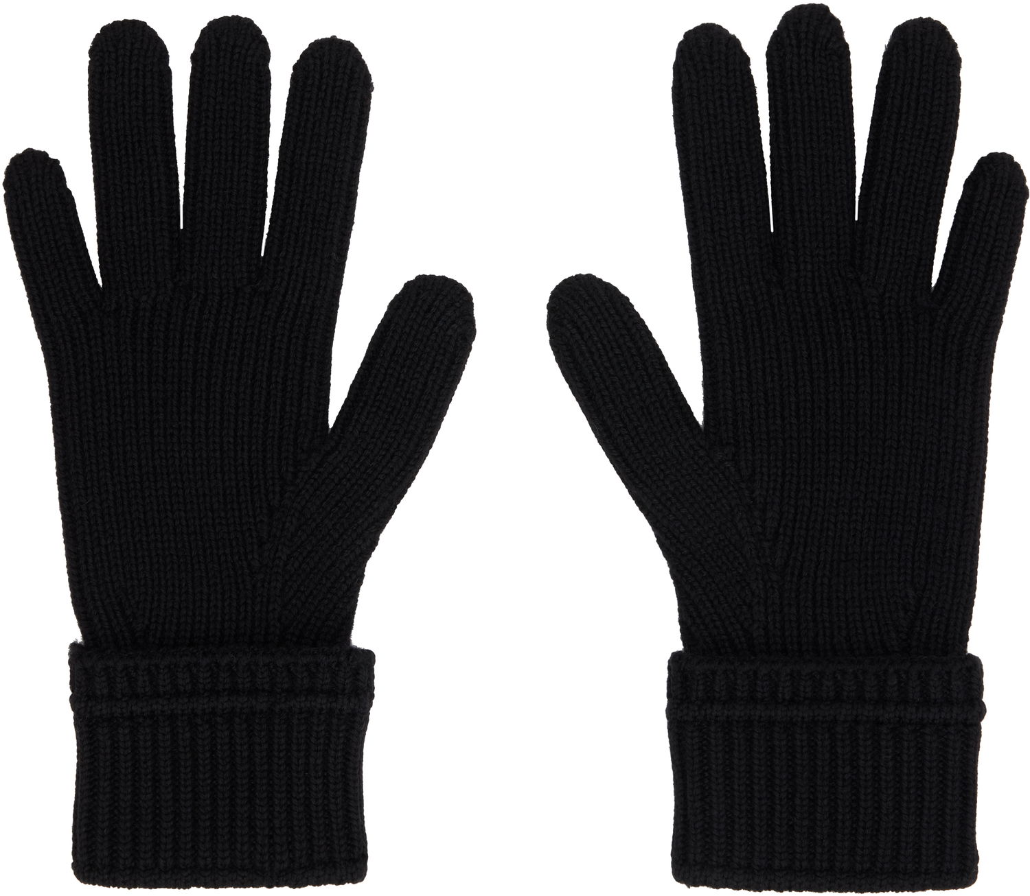 Rukavice Burberry Burberry Wool Gloves with Logo Patch Crna | 8114593, 1
