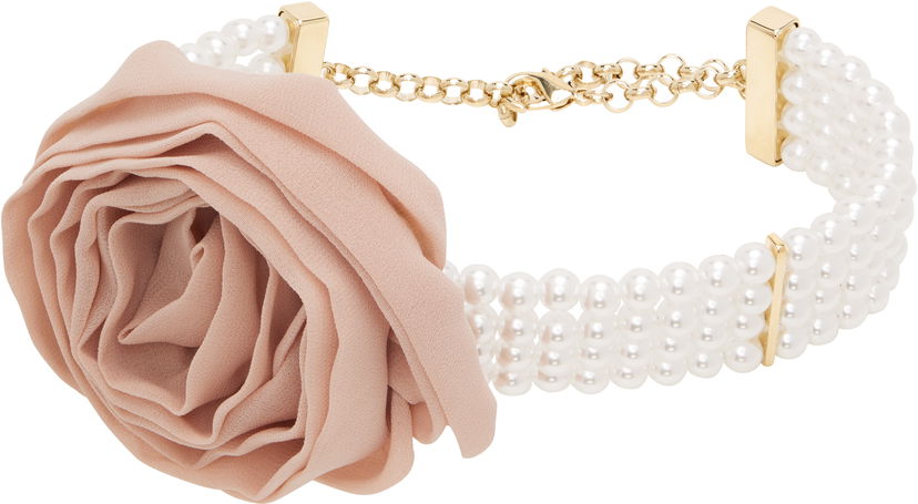 Ogrlica Blumarine Blumarine Faux-Pearl and 3D Rose Choker Metalik | P522W331A