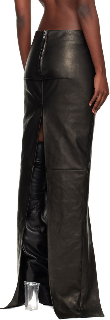 Suknja Rick Owens Concordians Sliced Draped Leather Maxi Skirt Crna | RO02E4387 LNV, 2
