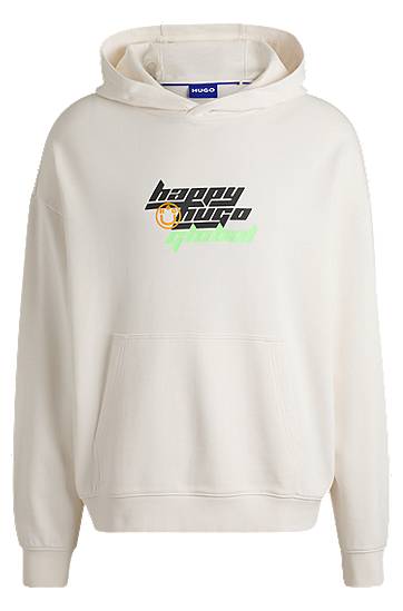 Dukserice BOSS Happy HUGO Oversized Cotton-Terry Hoodie Bijela | 50536113
