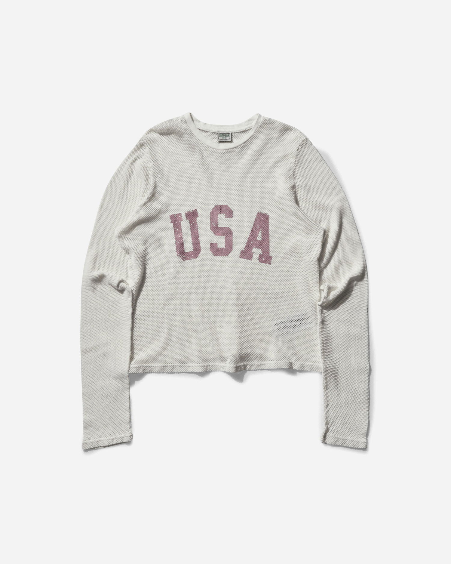 Crop top GUESS Logo Mesh Longsleeve T-shirt Bijela | M4BP03KC4H0 PWMU, 1