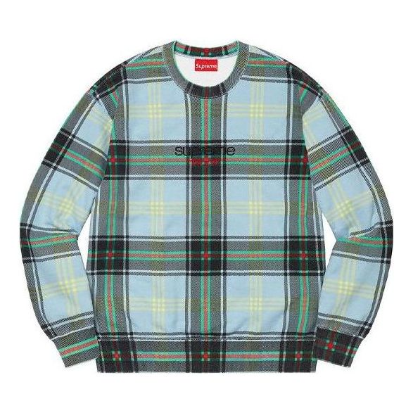 Džemper Supreme Plaid Crewneck Sweatshirt Plava | SUP-SS21-669