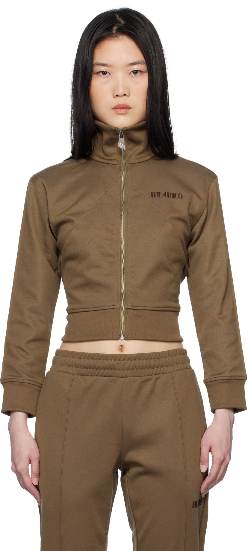 Trenerka The Attico The Attico Cropped Track Jacket Smeđa | 250WCF00022 JJJ055AA