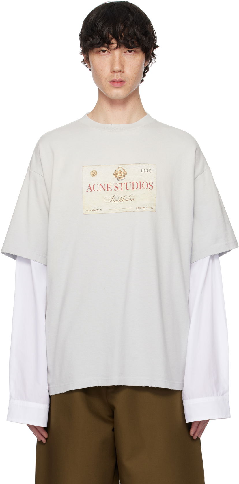 Majica kratkih rukava Acne Studios Acne Studios Layered Print T-Shirt Siva | CL0322-