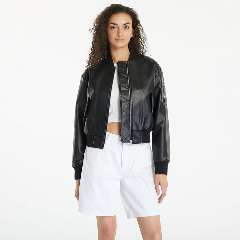 Bomber jakna CALVIN KLEIN Faux Leather Bomber Crna | J20J223546 BEH