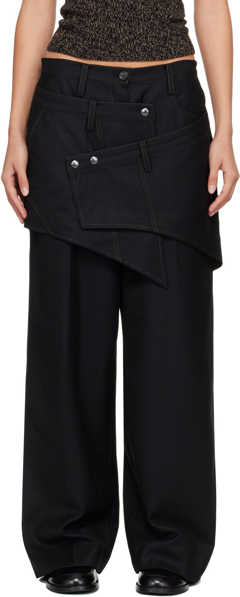Hlače Andersson Bell Crossover Wrap Tailored Trousers Crna | apa862w