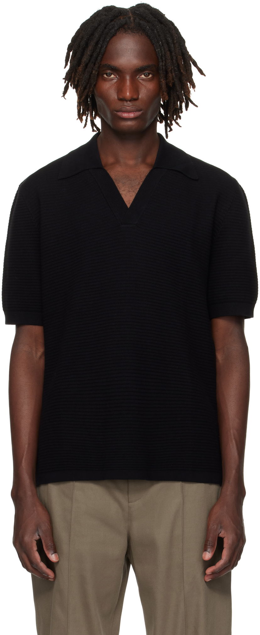 Polo majica A.P.C. A.P.C. Livio Knit Polo Crna | COGDK-H23413