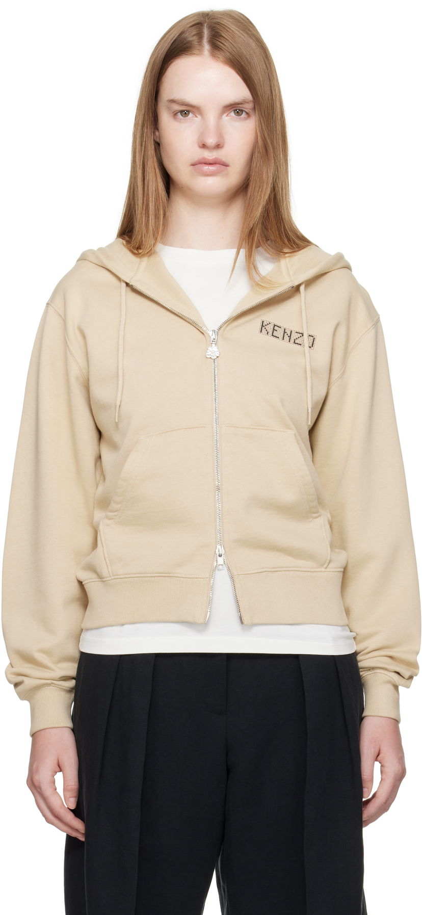 Dukserice KENZO Kenzo 'KENZO City' Zip-Up Hoodie Bež | FF62HO2514MF