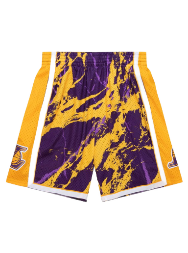 Kratke hlače Mitchell & Ness NBA Los Angeles Lakers Team Marble Swingman Shorts Ljubičasta | PFSW1279-LAL09PPPPTPR