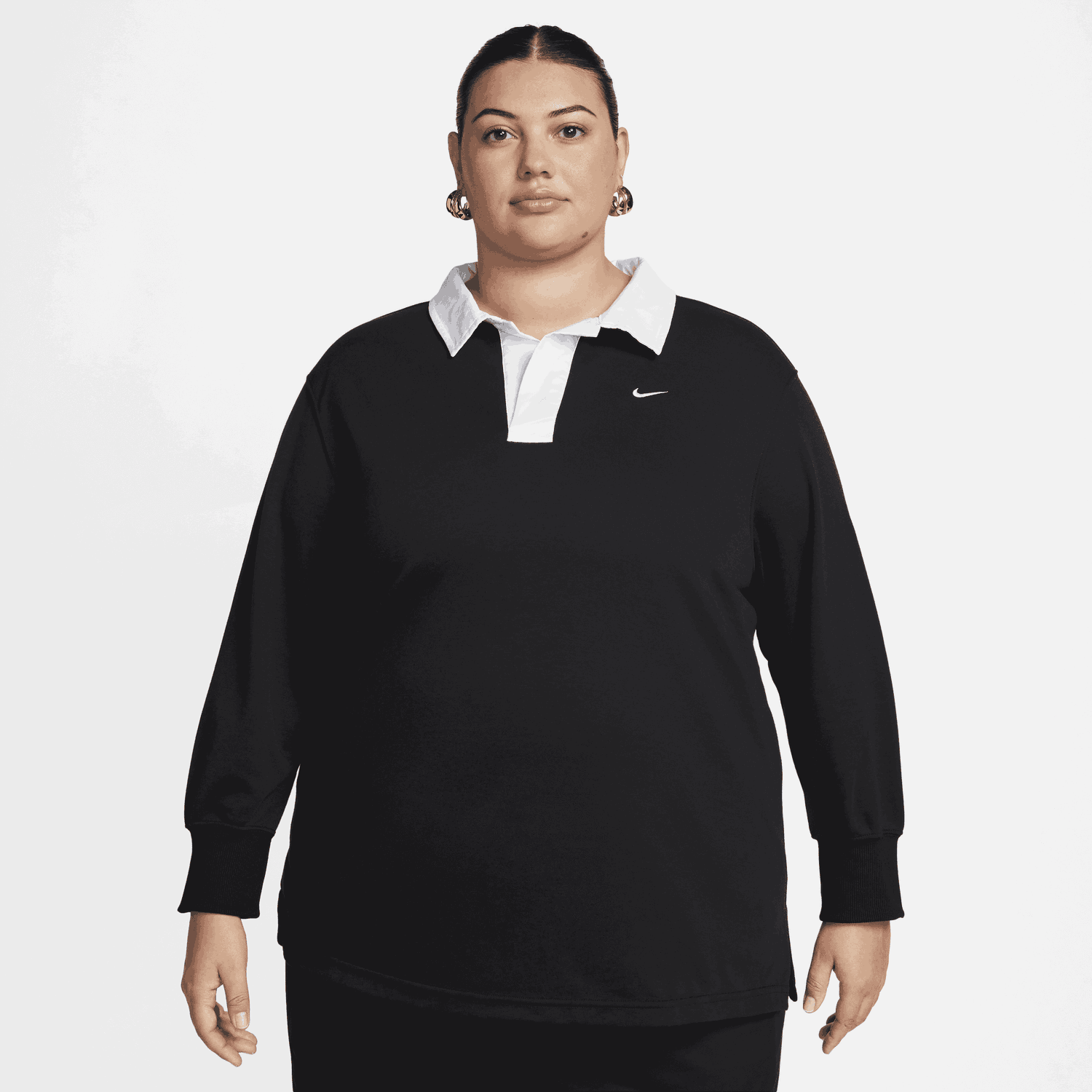 Polo majica Nike Sportswear Essential Oversized Long-Sleeve Polo Crna | FQ1341-010, 0