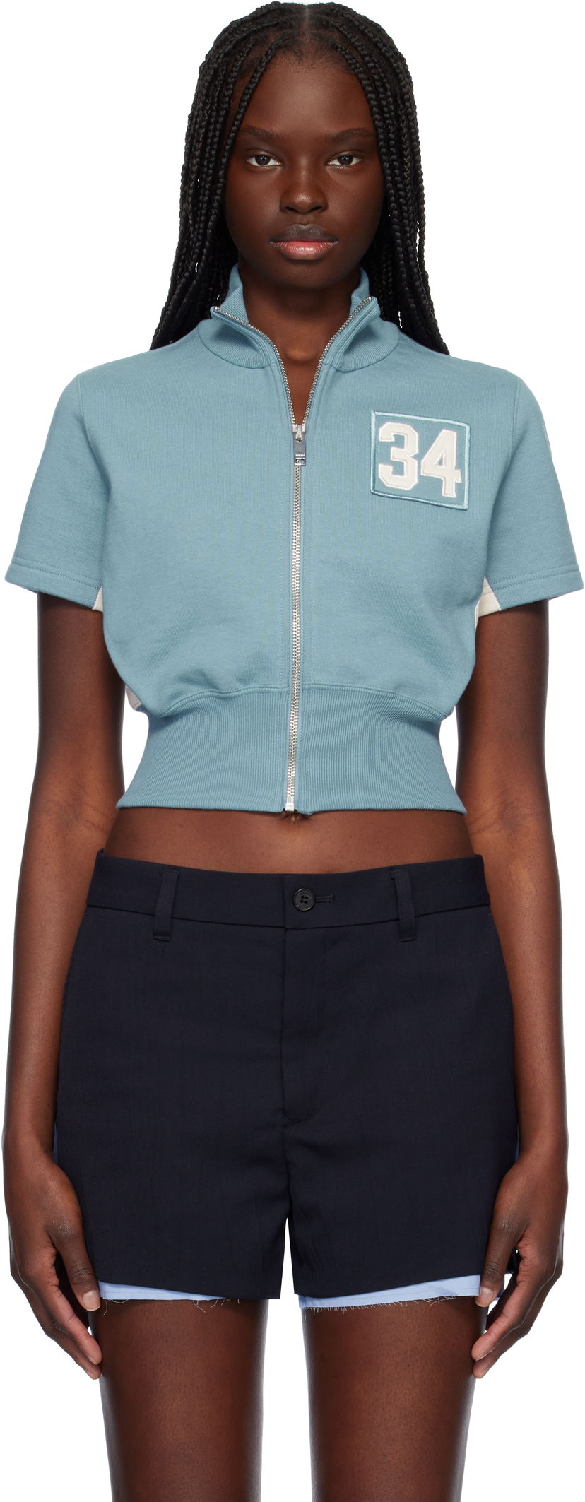 Džemper Ambush AMBUSH Cropped Zip T-Shirt Plava | 12115346