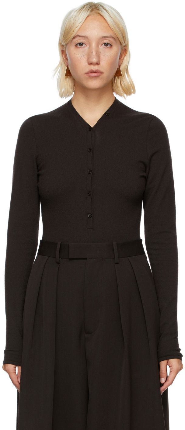 Body Bottega Veneta Cashmere V-Neck Bodysuit Crna | 648819 VKSE0