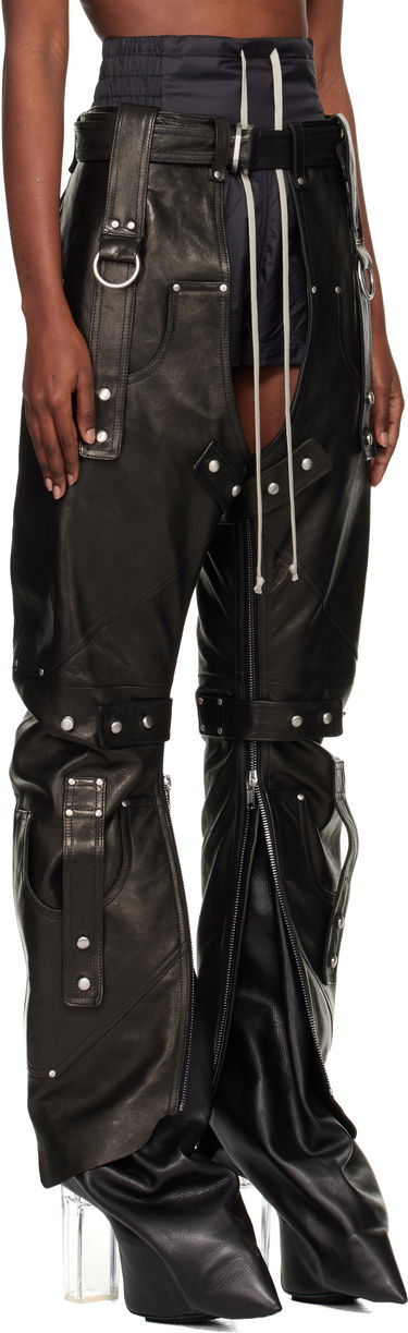 Hlače Rick Owens Concordians Leo Prothmann Edition Chaps Leather Trousers Crna | RO02E4436 LNV, 1