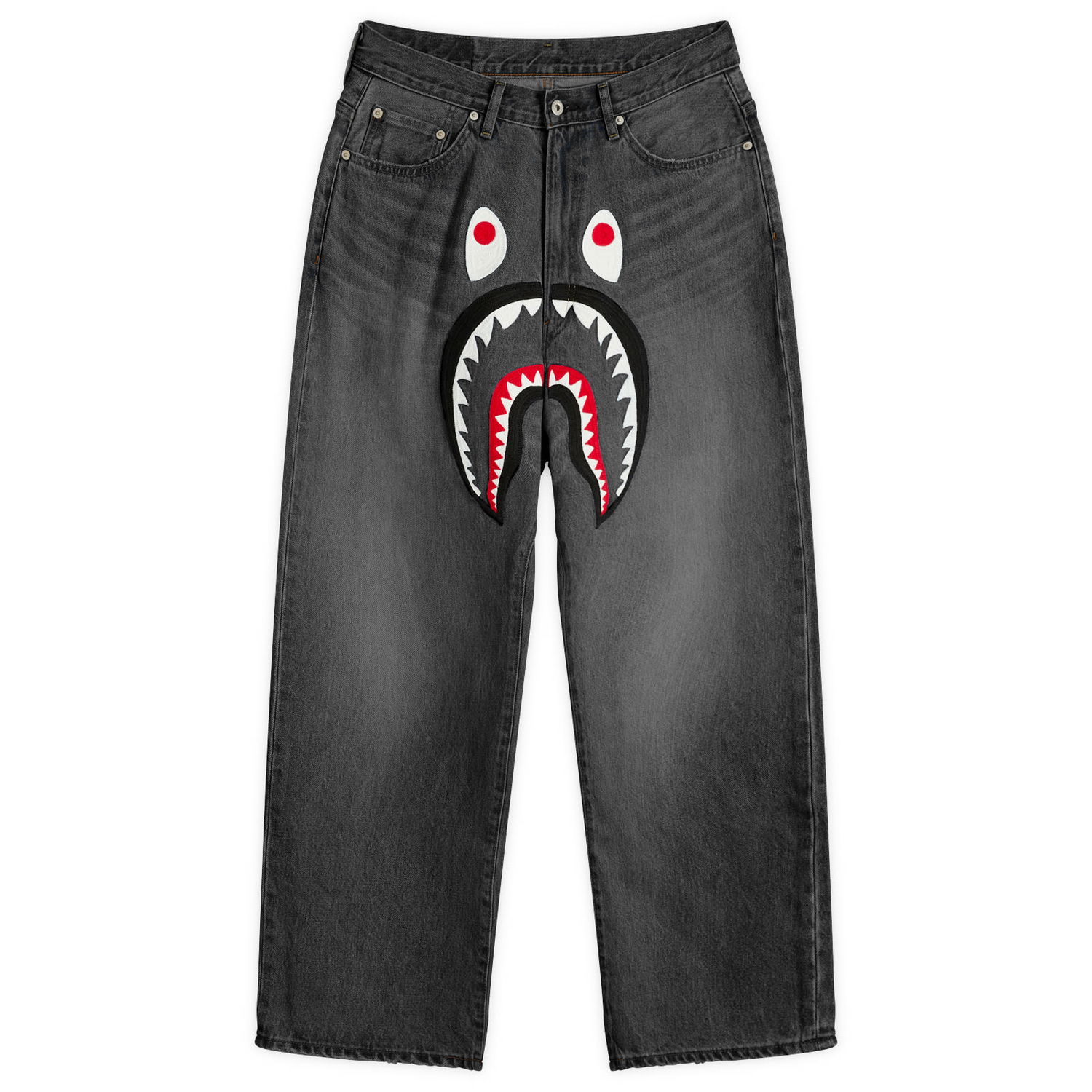 Jeans BAPE Shark Loose Fit 13oz Jeans, Size Small Crna | 001DPL801006M-BLK, 1