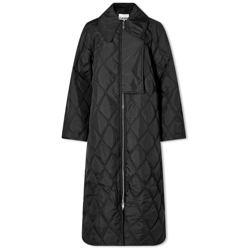 Kabanica GANNI GANNI Ripstop Quilted Coat Crna | F7327-099