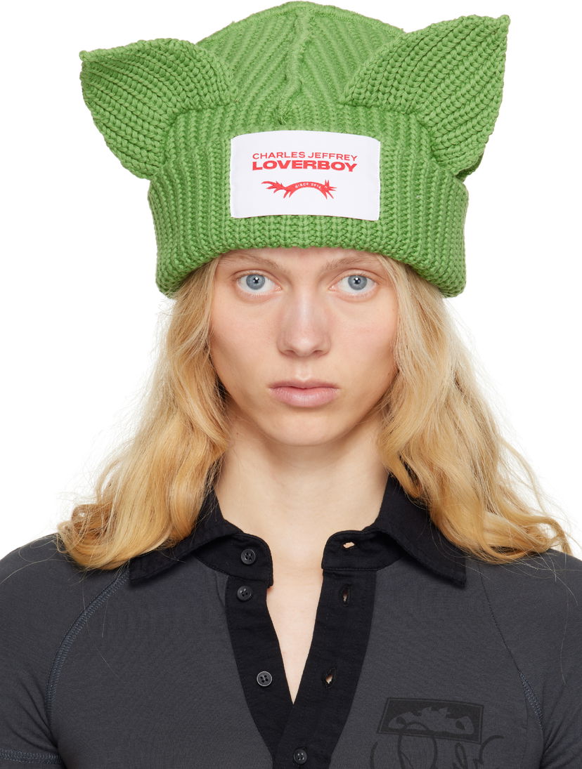 Kapica Charles Jeffrey Loverboy Charles Jeffrey LOVERBOY Chunky Knit Ears Beanie Zelena | 54130304
