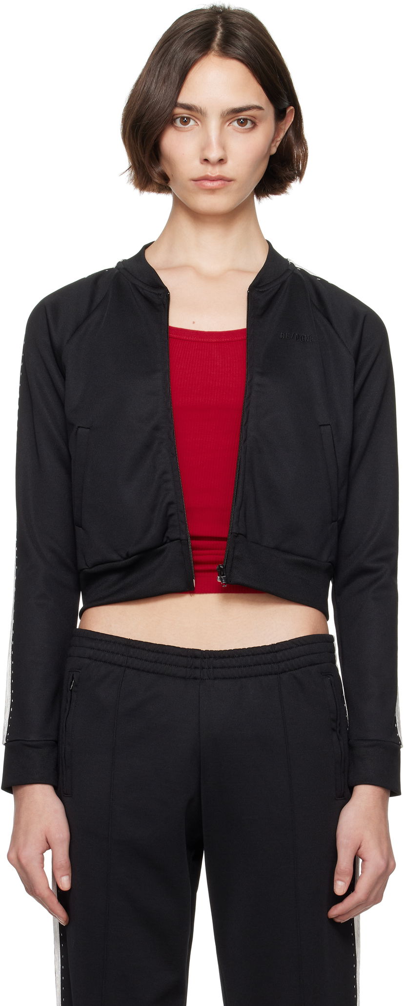 Bomber jakna RE/DONE Re/Done Sunland Cropped Track Jacket Crna | 374-06WTRKJKT