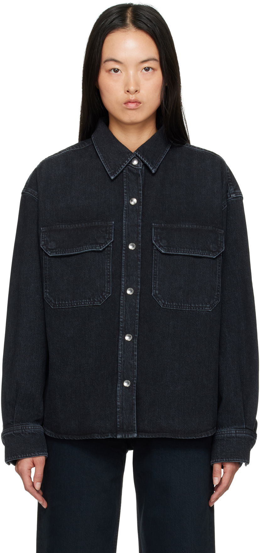 Košulja AGOLDE Gwen Slice Denim Shirt Crna | A7299-1557