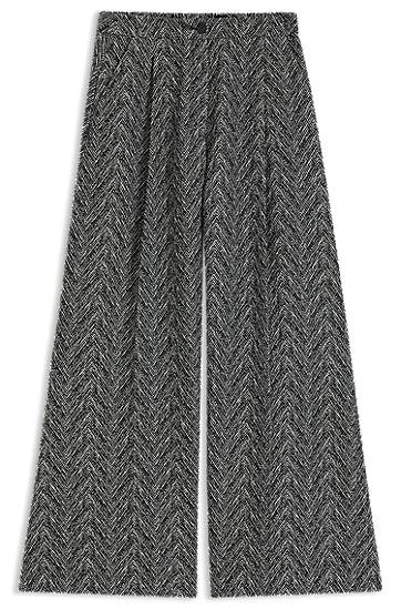 Hlače BOSS Regular-fit wide-leg trousers in herringbone tweed Siva | 50548286
