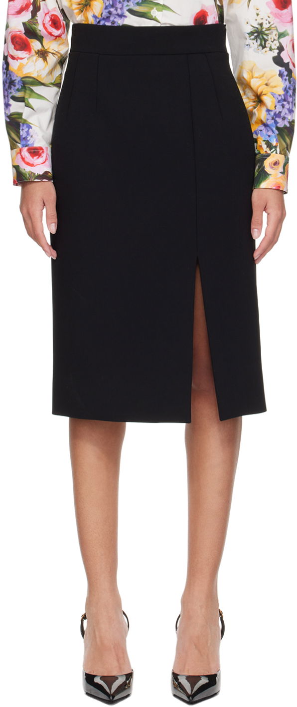 Suknja Dolce & Gabbana Dolce&Gabbana Slit Midi Skirt Crna | F4CU7T FUBF1