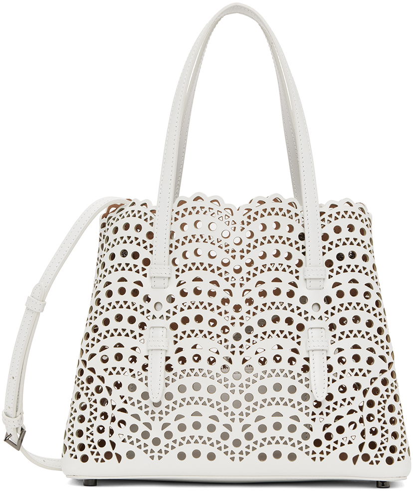 Tote bag Alaïa Laser-Cut Leather Tote Bag Bijela | AA1S06725C0A44