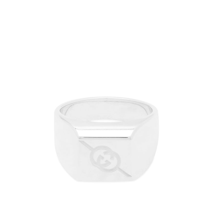 Prsten Gucci Tag Square With Interlocking G Logo Signet Ring "Sterling Silver" Metalik | YBC774046001