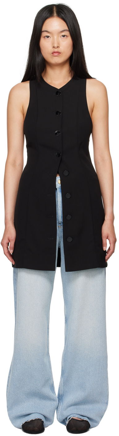 Haljina GANNI Black Button Minidress Crna | F9224