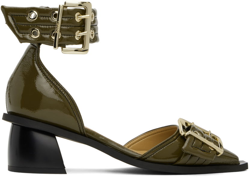 Tenisice i cipele GANNI GANNI Buckle Open Cut Heels Zelena | S2868
