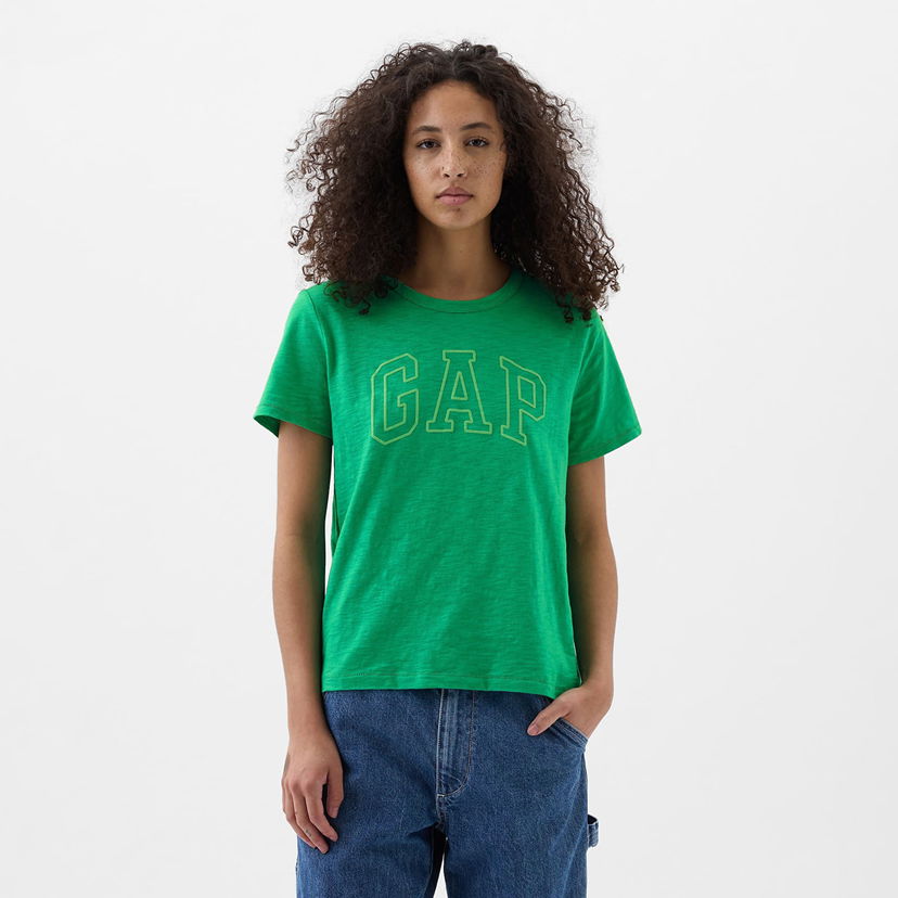 Majica kratkih rukava GAP Logo Slub Tee Simply Green Zelena | 871344-04