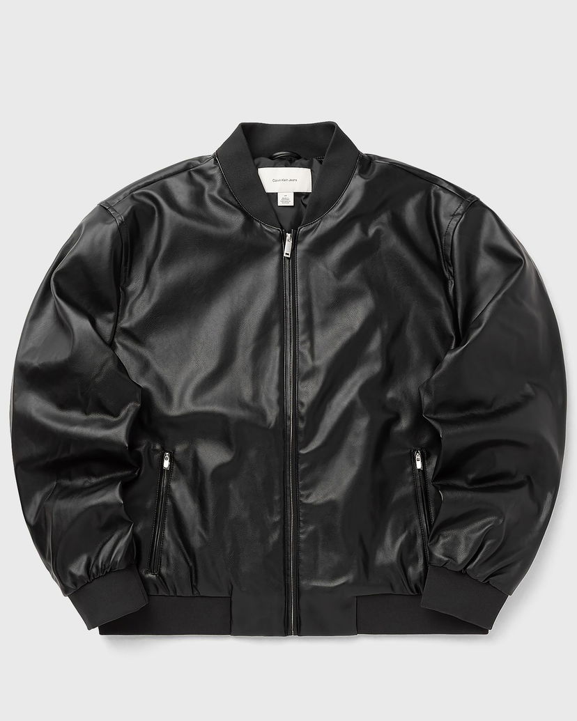Bomber jakna CALVIN KLEIN D6 Faux Leather Bomber Jacket Crna | LV04RC407GUB1