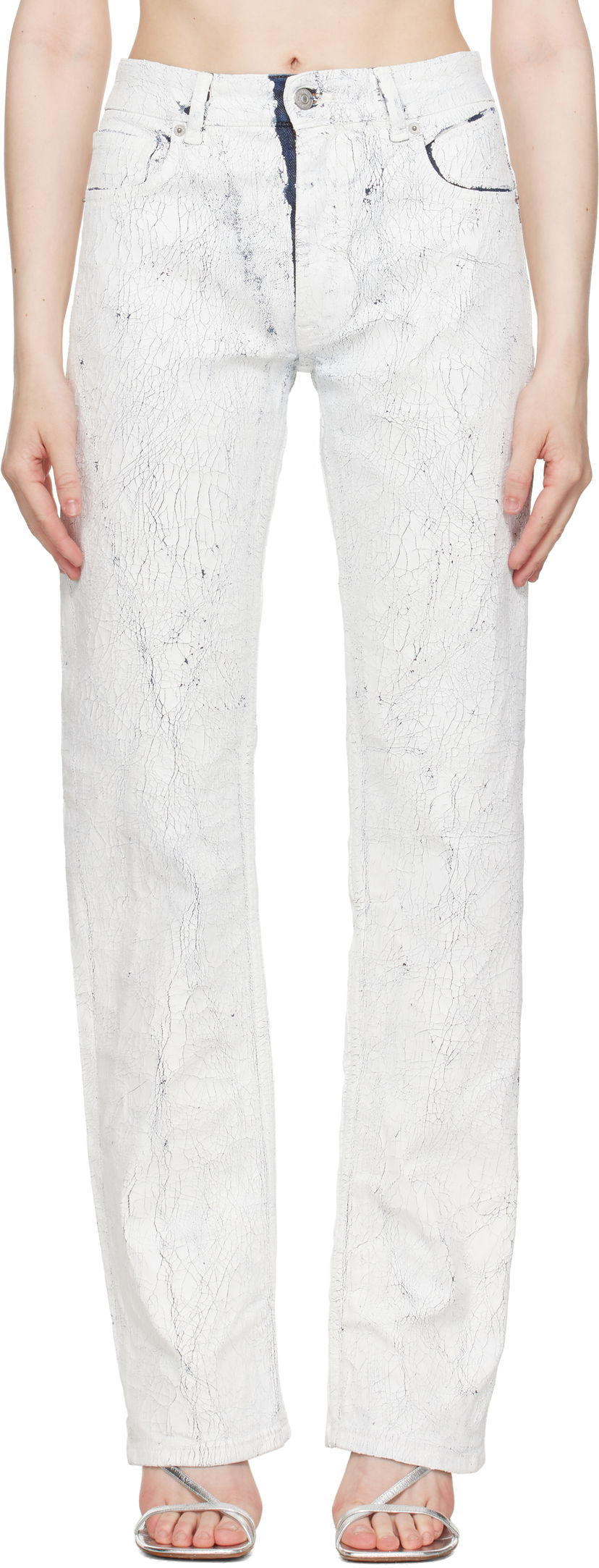 Jeans Maison Margiela MM6 Maison Margiela 5 Pocket Cracked Jeans Bijela | S62LB0185 M30028
