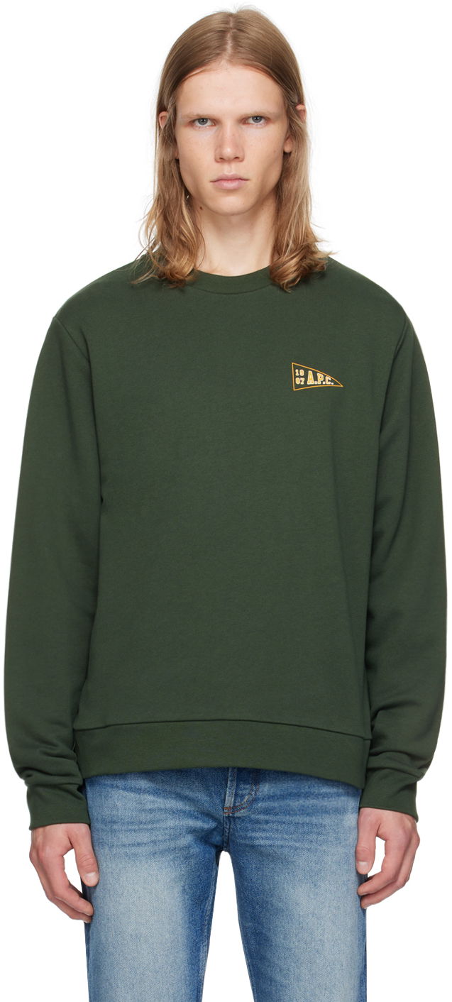 Majica kratkih rukava A.P.C. Green Logo-Printed Sweatshirt Zelena | COHBY-M27946