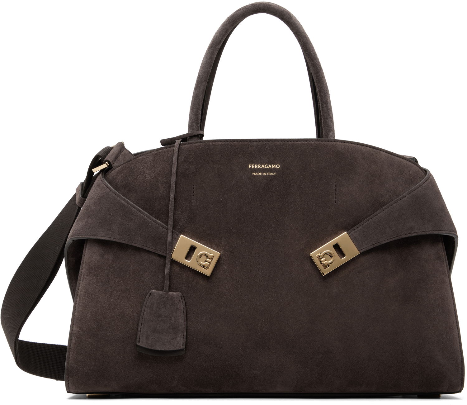 Ručna torbica FERRAGAMO Ferragamo Hug L Suede Satchel Siva | 779241, 0