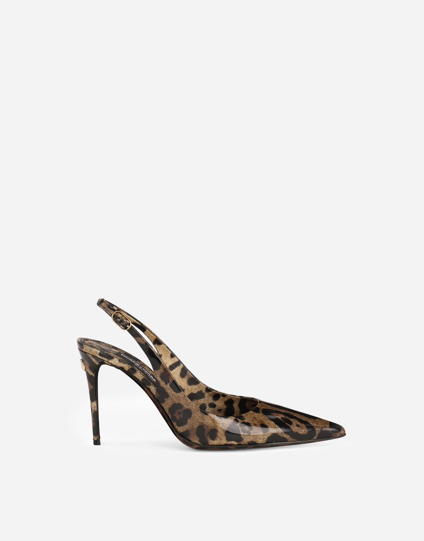 Tenisice i cipele Dolce & Gabbana Polished Calfskin Leopard Print Slingbacks Smeđa | CG0621AM568HA93M