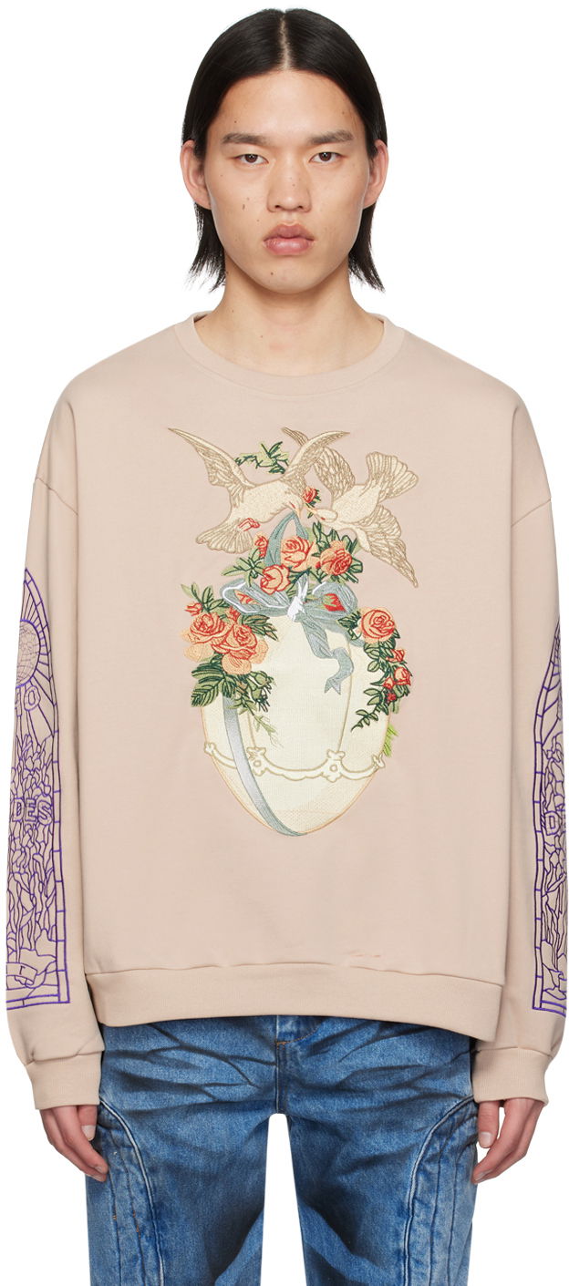 Dukserice Who Decides War Who Decides War Gift Doves and Roses Embroidered Sweatshirt Bež | 1110230033SS24