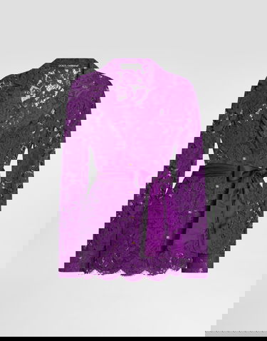 Košulja Dolce & Gabbana Dolce & Gabbana Floral Lace Vanity Shirt Ljubičasta | F5R56THLM7LF0571, 0