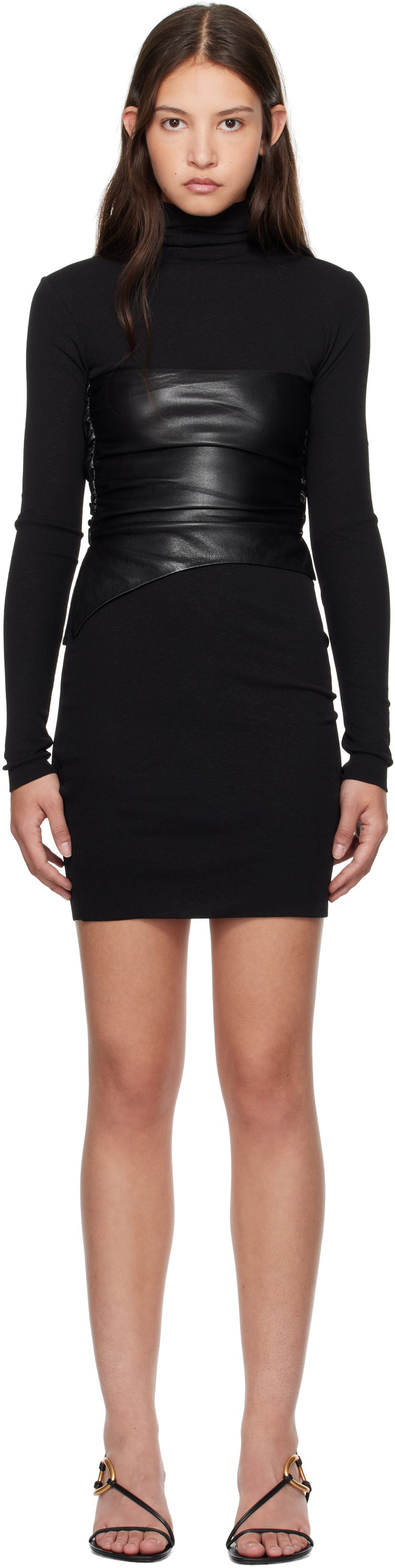 Haljina Nanushka Nanushka Noleny Vegan Leather Minidress Crna | NW24FWDR33200