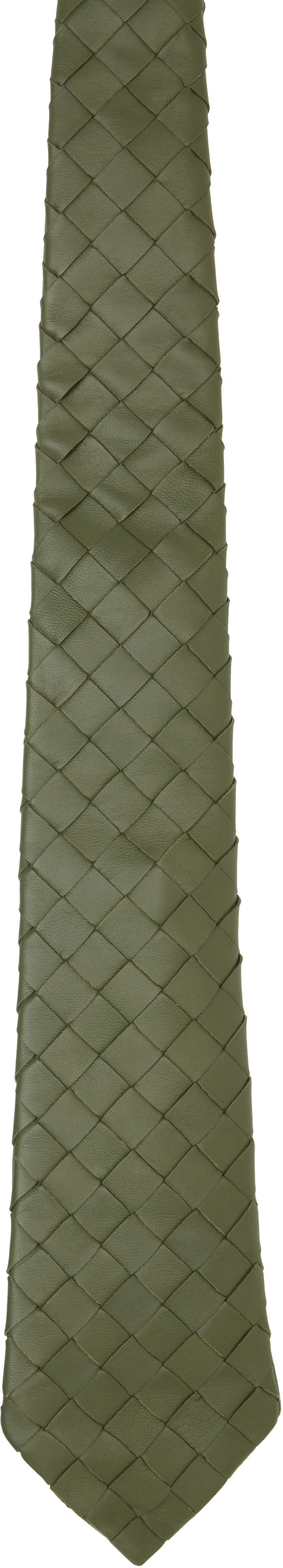 Šal Bottega Veneta Bottega Veneta Intrecciato Leather Tie Zelena | 813612 V2JG0