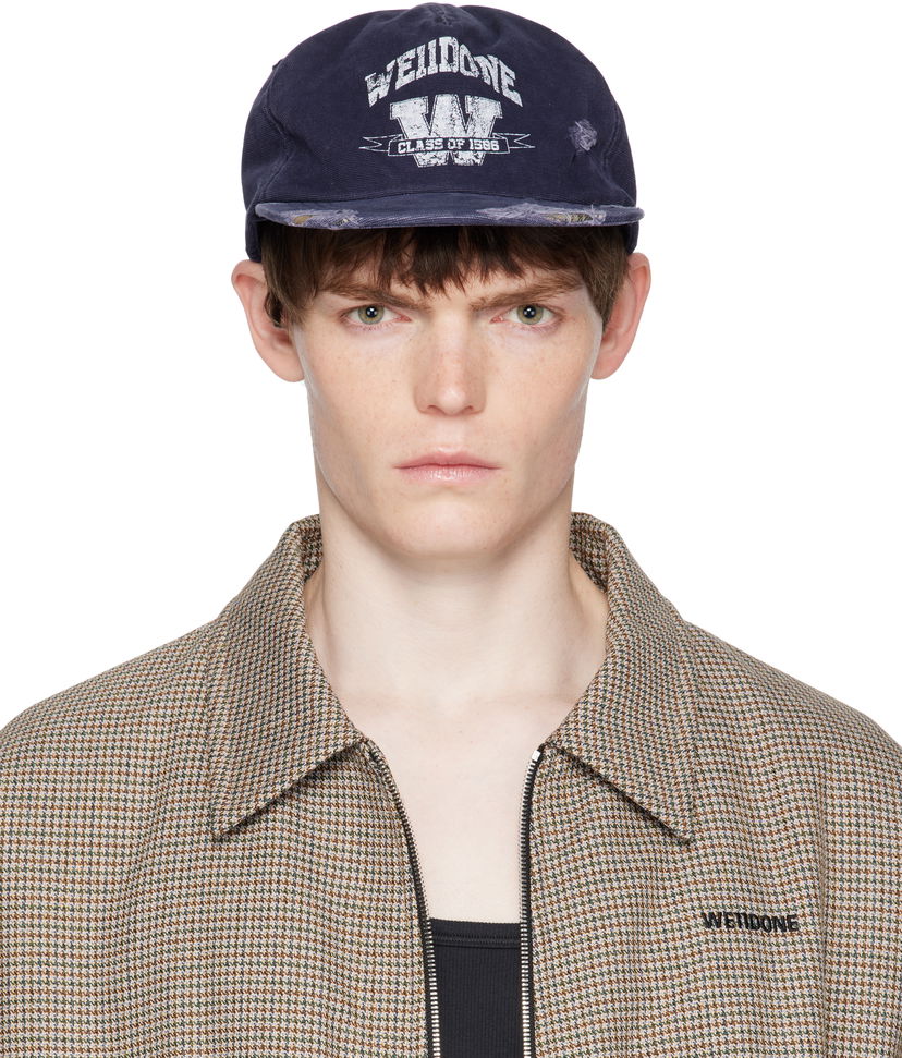 Kapa We11done We11done Distressed Collegiate Cap Tamnoplava | WD-AH2-25-407-U-NV