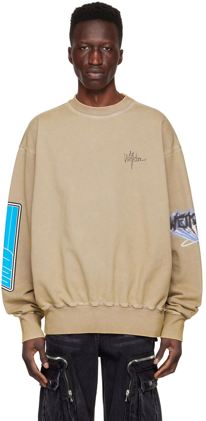 Džemper We11done We11done Graphic Print Cotton Sweatshirt Bež | WD-TS1-22-667-U-KK
