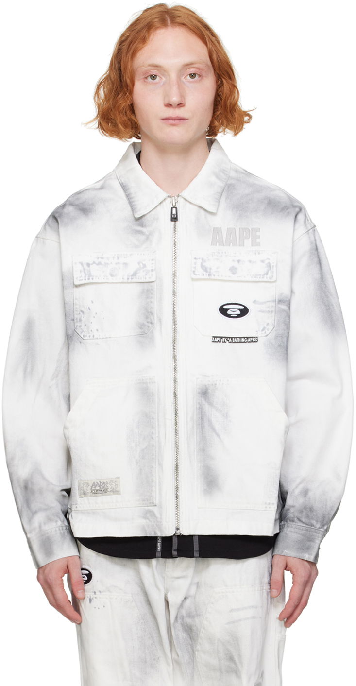 Jakna AAPE by A Bathing Ape AAPE by A Bathing Ape Faded Denim Jacket Bijela | AAPLJM7644XXMWHB
