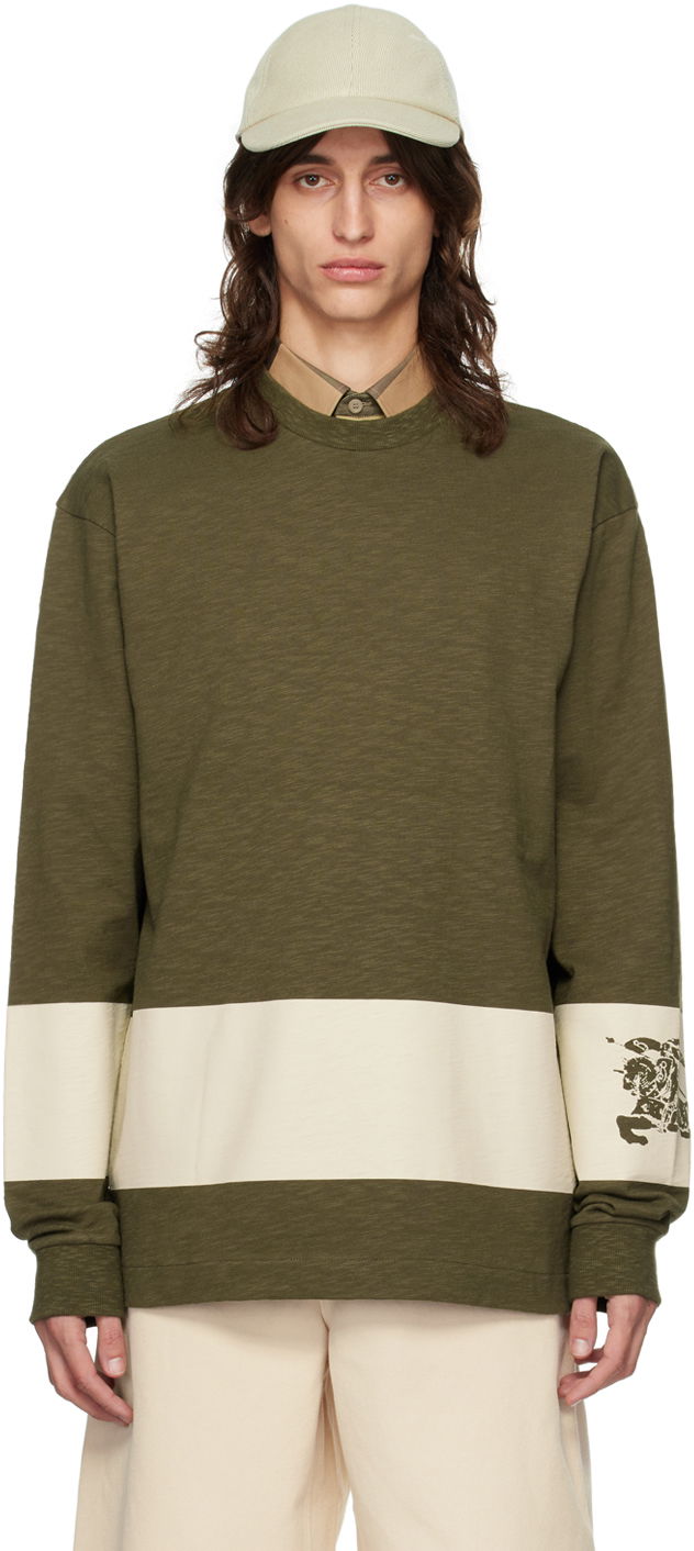 Majica kratkih rukava Burberry Green EKD Stripe Long Sleeve T-Shirt Zelena | 8091889