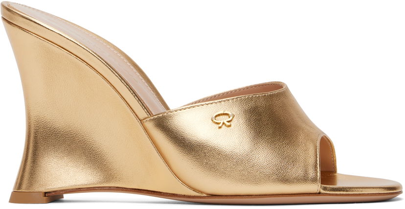 Dodaci Gianvito Rossi Gianvito Rossi Nappa Silk Wedge Sandals Metalik | G10095-95RIC-NPS
